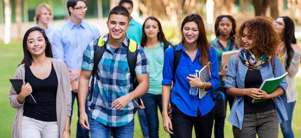 Young adults on a college campus